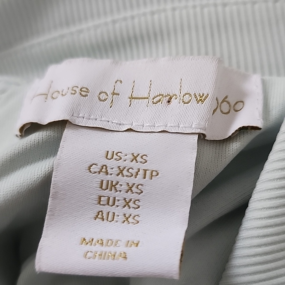 House of Harlow 1960 Green Ribbed Long Sleeve Collared Bodysuit w/ Snaps Size XS - Picture 12 of 13